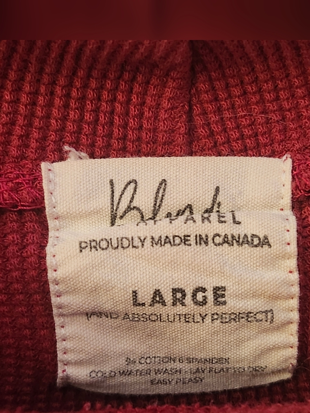 Women's Red Waffle Mock Neck - Picture 2 of 4